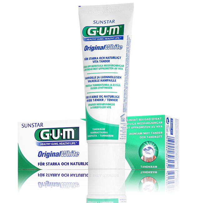 Raap bladeren op Australische persoon Lao GUM Original White tandpasta | Wittere tanden | NU *** 3.25