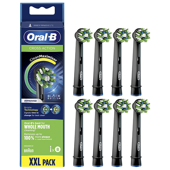 Oral-B Cross Action Black opzetborstels | 8 stuks | NU *** 24.85