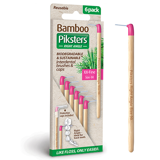Bamboo Piksters Interdental Brushes Right Angle - XX-Fine - Roze
