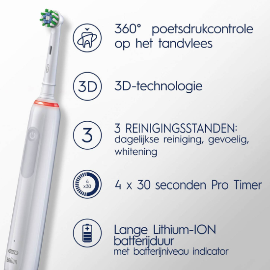 Oral-B PRO 3 3000 White | + 2 Opzetborstels | NU *** 43.85