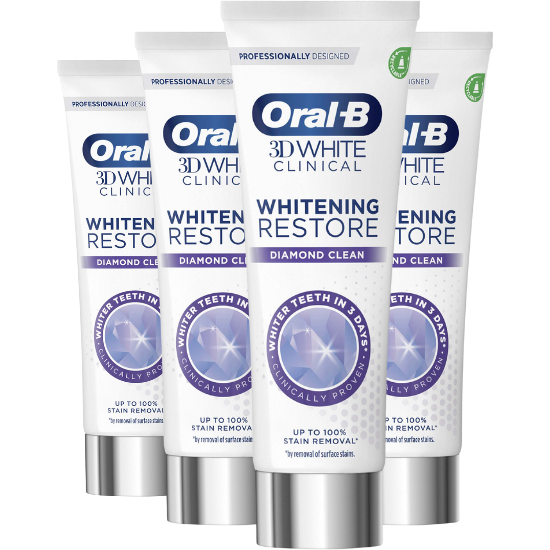 Oral-B 3D White Clinical Diamond Clean Tandpasta - 4 x 75 ml