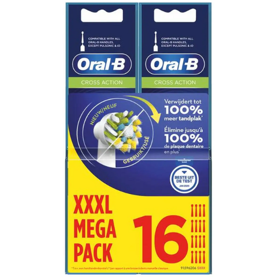 Oral B - Cross Action - Megapak XXXL 16 stuk - navulborstels