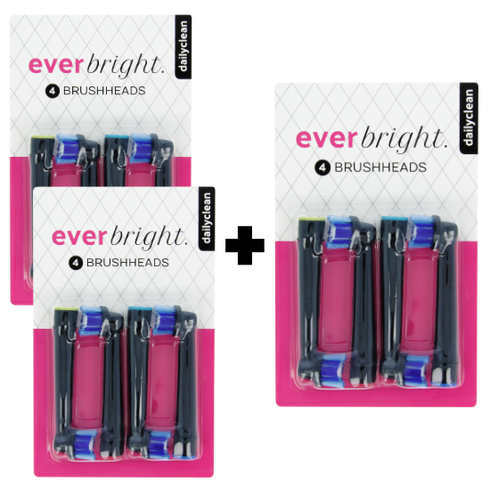 Everbright. Everbright DailyClean opzetborstels zwart - 12 stuks