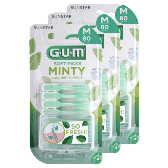 GUM Soft-Picks Comfort Flex Cool Mint Regular - 3 x 80 stuks afbeelding