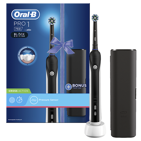 Oral-B PRO 1 750 Black Edition elektrische tandenborstel + Reisetui