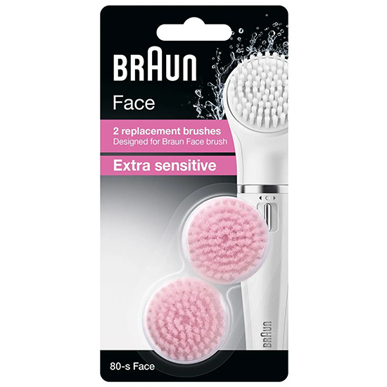 Braun 80s Face Extra Sensitive vervangende borstelkoppen - 2 stuks