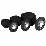 EasyToys buttplug set zwart met diamant in drie formaten