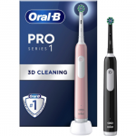 oral b pro 1 pink + extra body black poetst slimmer en helpt tandplak verwijderen